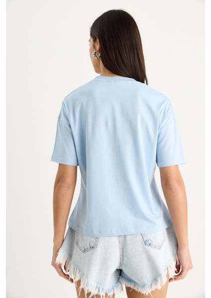 Kadın % Organik Pamuk Relaxed Fit Yuvarlak Yakalı T-Shirt