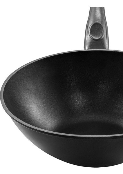 28 cm Alüminyum Döküm Wok Tava, Siyah, Dayanıklı ve Şık Tasarım indirimleri