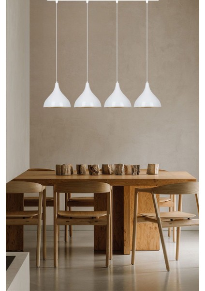 Dörtlü Uzun Beyaz Sarkıt Avize, Şık ve Modern Aydınlatma Parçası modelleri