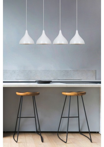 Dörtlü Uzun Beyaz Sarkıt Avize, Şık ve Modern Aydınlatma Parçası fırsatları