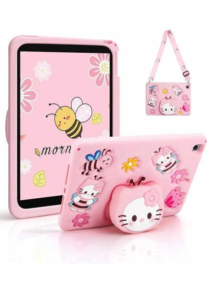 İpad 8. Ve 9. Nesil 10.2 Inç 2020 / 2021 Kılıf Pembe Çocuk Askılı Standlı Eğlenceli Karakter indirimleri