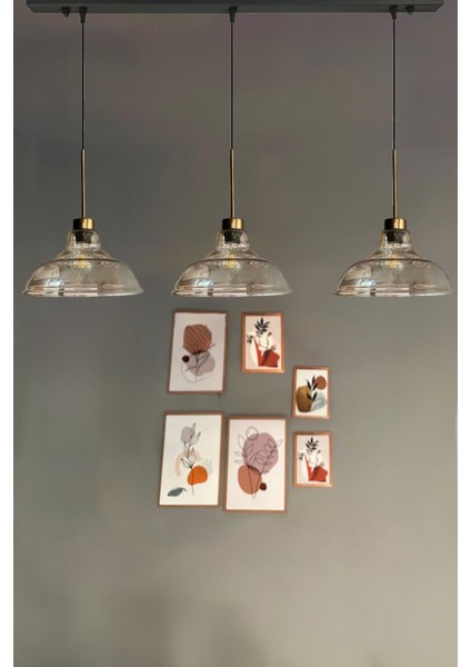 Kahverengi Üçlü Cam Bal Renkli Retro Sarkıt Avize, Restoran ve Salon Aydınlatması