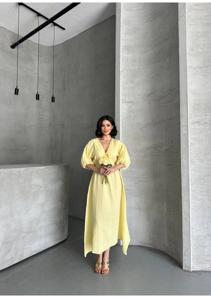 Pamuk Müslın Pamuk Kal Lastikli Elbise