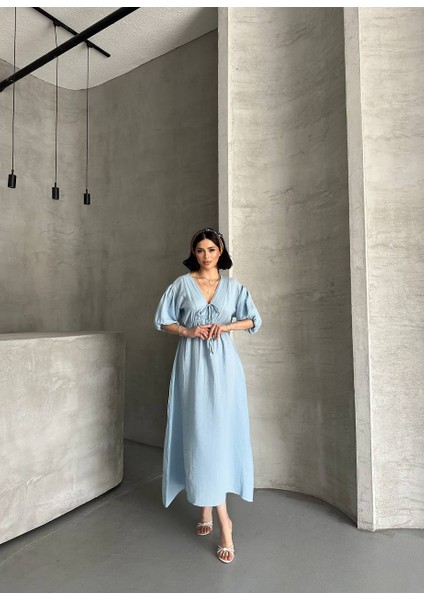 Pamuk Müslın Pamuk Kal Lastikli Elbise