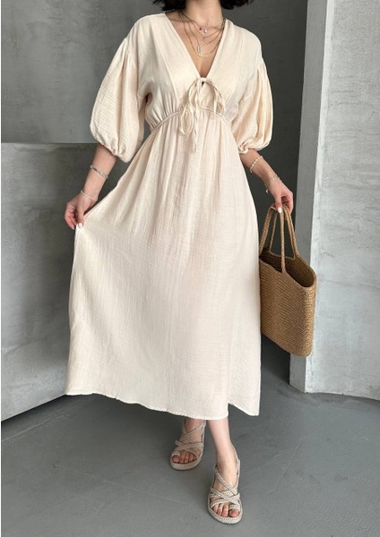 Pamuk Müslın Pamuk Kal Lastikli Elbise fırsatları