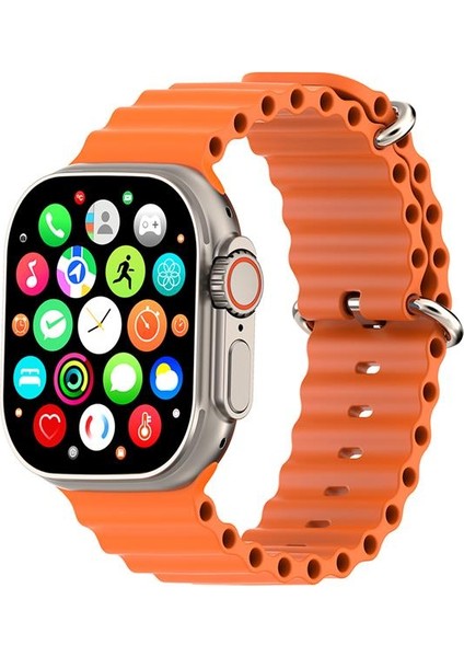 W69 Watch Ios ve Android Uyumlu Mactive 2.05 Inç Geniş Ekranlı Turuncu Akıllı Saat