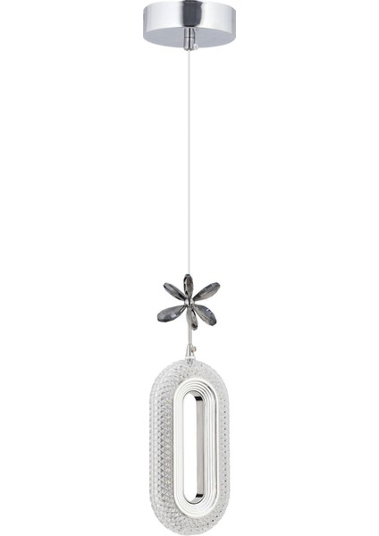 Modern Gümüş Renkli 3 Renk Ledli Şık Avize, Zarif ve Işıltılı Tasarım