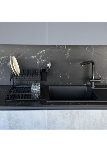 Paslanmaz Iki Katlı Bulaşık Sepeti, Siyah, Dayanıklı ve Hafif Tasarım indirimleri