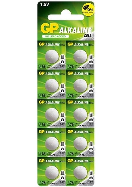Gp A76 LR44 Alkalin Ag-13 Pil (A76F-2C10) 10'lu Paket