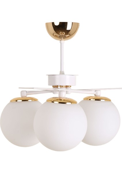 Şık Üçgen Beyaz Gold 3 Camlı Modern Avize, Estetik ve Kaliteli Aydınlatma Sağlar.