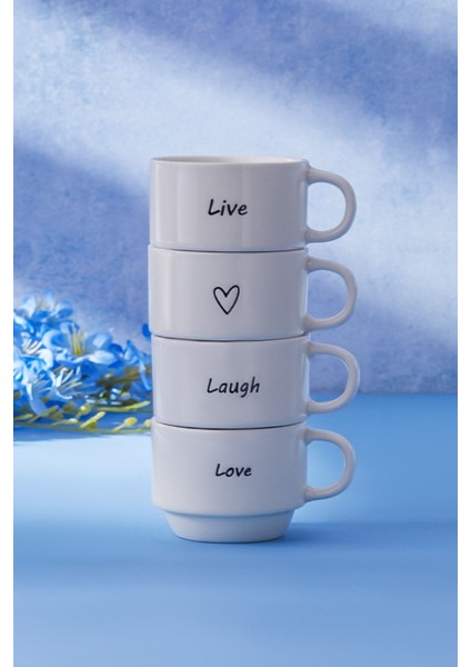 Beyaz 4'lü Kahve Fincanı Takımı, 100 Ml, Şık ve Kullanışlı Set