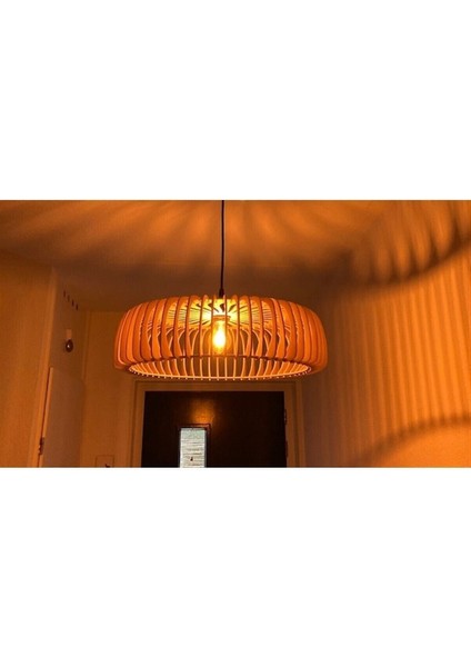 Modern Ahşap Rustik Sarkıt Avize, Şık ve Sıcak Salon Aydınlatması