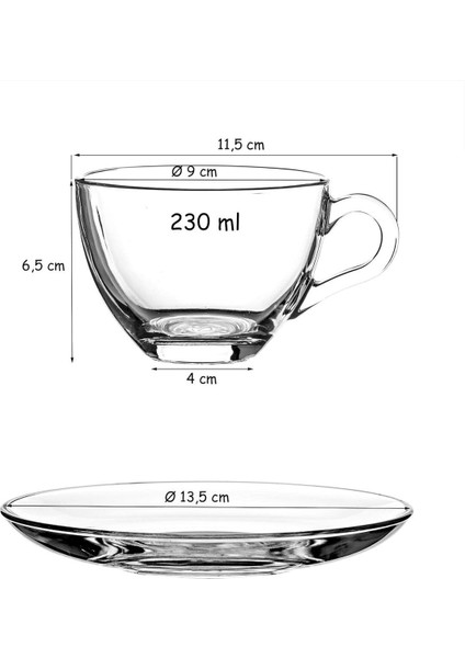 6'lı Büyük Fincan Takımı, Çay ve Kahve, 238 Ml, 12 Parça, 6 Kişilik indirimleri