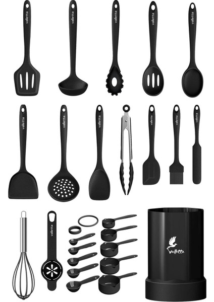 Isıya ve Yapışmaya Dayanıklı 25 Parçalık Silikon Spatula Seti, Siyah Renk fiyatları