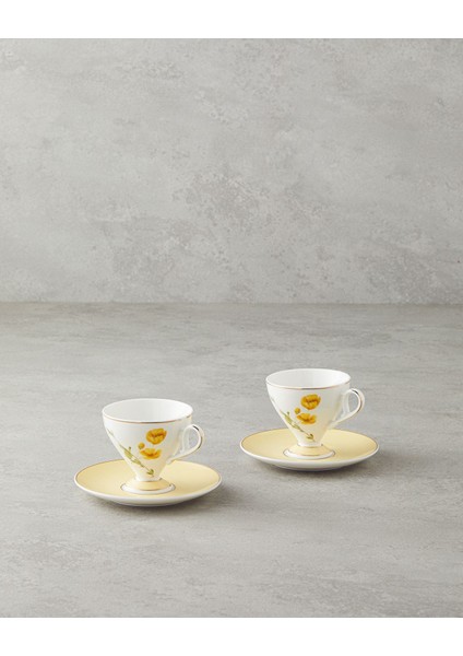 Şık Sarı Kahve Fincan Takımı, 80 Ml, Modern Tasarım, 4.08.2025 Son Kullanma Tarihi