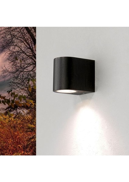 7W Beyaz LED Aplik, Iç ve Dış Mekan Dekoratif Işık, Siyah Renk