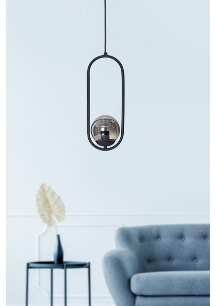 Antrasit Metal ve Füme Camlı Şık Sarkıt Avize