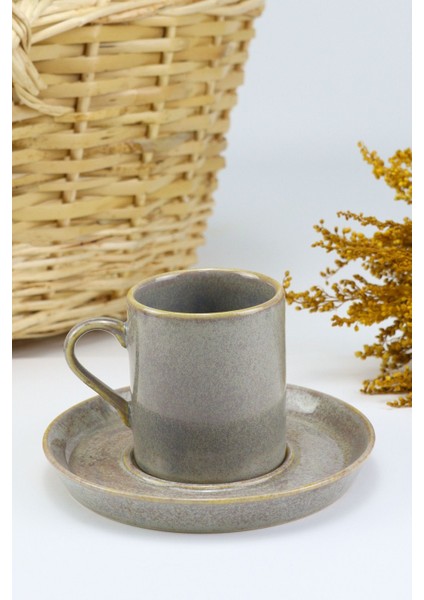 Şık 6'lı Gri Porselen Türk Kahvesi Fincan Takımı indirimleri