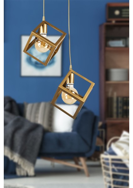 Şık Eskitme Küp Avize, 2'li Set, Modern Dekorasyon Için Ideal Seçim