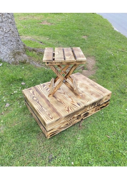 Bavul Tipi Ahşap Masa ve Tabure Takımı