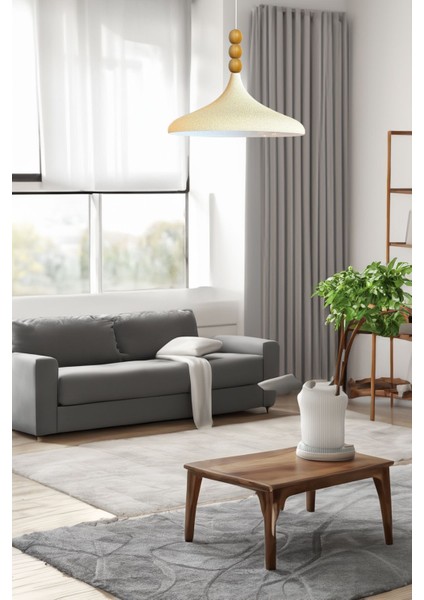 45 cm Çaplı Ekru Ahşap Üç Boncuklu Tekli Sarkıt Avize fırsatları