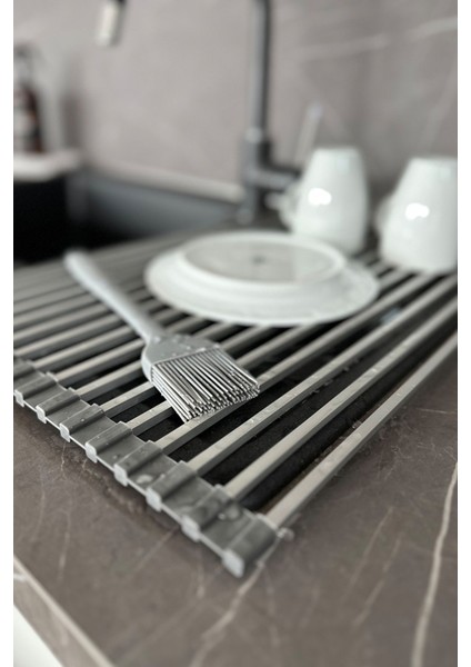 Paslanmaz Çelik Isıya Alüminyum Katlanabilir Lavabo Üstü Çok Amaçlı Bulaşıklık 33x52 cm