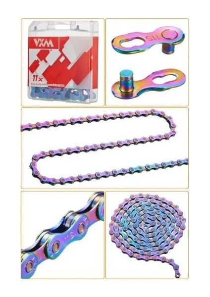 Renkli 11 Li Paslanmaz Bisiklet Zinciri Renkli Galvanik