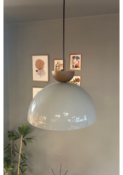 Şapkalı Sütlü Kahve Tekli Sarkıt Avize, Dekoratif Aydınlatma, Salon ve Kafe Için