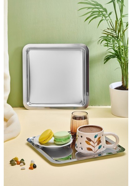 Kare Paslanmaz Çelik 6’lı Gümüş Sunum ve Servis Tepsisi fiyatları