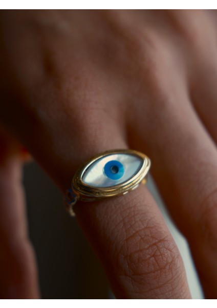 Saaden Ayarlanabilir Göz Boncuk Pirinç Yüzük