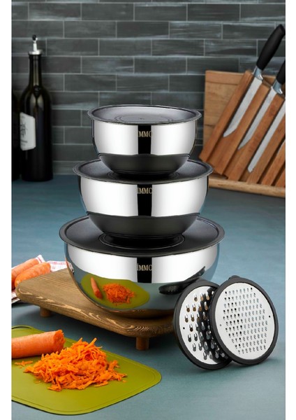 9'lu Çok Fonksiyonlu Rendeli ve Saklama Kabı Seti, Pratik ve Şık Mutfağa Uygun