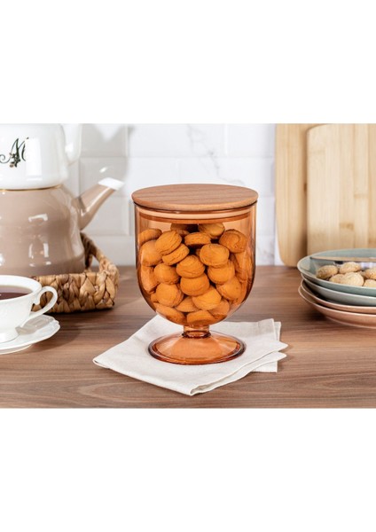 Ahşap Kapaklı Saklama Kabı 1600ML, Sarı, Şık ve Kullanışlı Depolama Çözümü