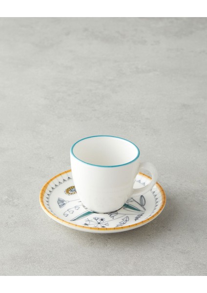 Renkli Porselen Kahve Fincan Takımı, 4 Parça, 2 Kişilik, 90 Ml, Ekru modelleri