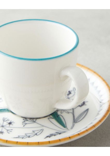 Renkli Porselen Kahve Fincan Takımı, 4 Parça, 2 Kişilik, 90 Ml, Ekru fırsatları