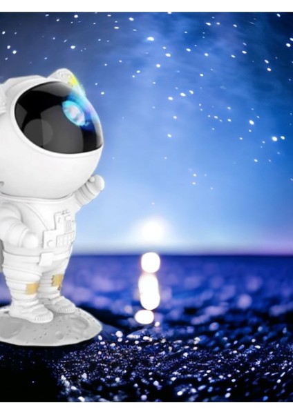 Renkli Astronot Galaksi Projektör Kumandalı Gece Lambası Yıldız ve Samanyolu Projeksiyonu