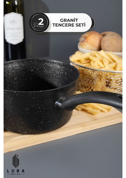 20 cm Siyah Granit Kızartma Tenceresi, Çelik Süzgeçli, Yapışmaz fırsatları