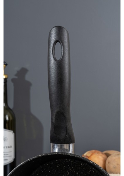 20 cm Siyah Granit Kızartma Tenceresi, Çelik Süzgeçli, Yapışmaz indirimleri