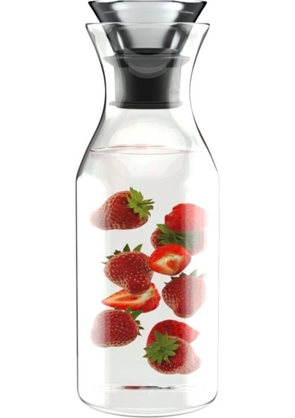 Kahverengi Cam Sürahi, 1200 Ml, Çelik Kapak, Şık ve Dayanıklı Tasarım