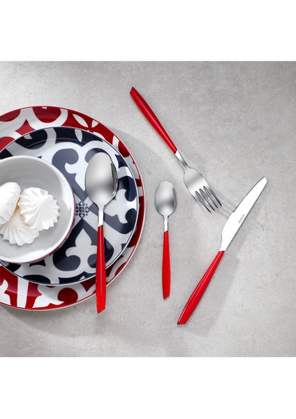 Kırmızı 24 Parça Çatal Kaşık Bıçak Takımı, Şık ve Kullanışlı Mutfak Seti fiyatları