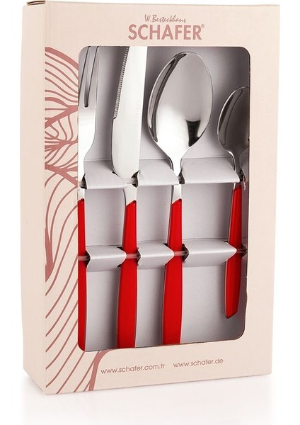 Kırmızı 24 Parça Çatal Kaşık Bıçak Takımı, Şık ve Kullanışlı Mutfak Seti