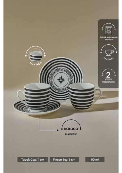 Şık 2 Kişilik Siyah Kahve Fincanı Seti 80 Ml, Zarif Tasarım fiyatları