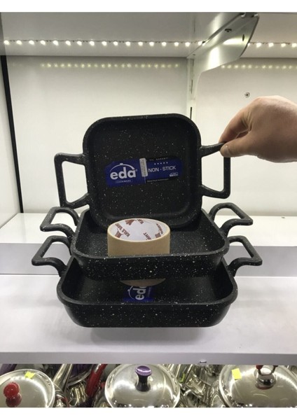 3'lü Döküm Granit Kare Tava Seti, 18, 20, 22 cm fiyatları