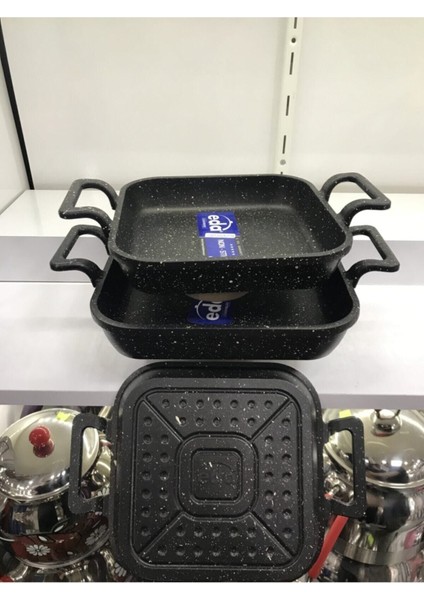 3'lü Döküm Granit Kare Tava Seti, 18, 20, 22 cm fırsatları