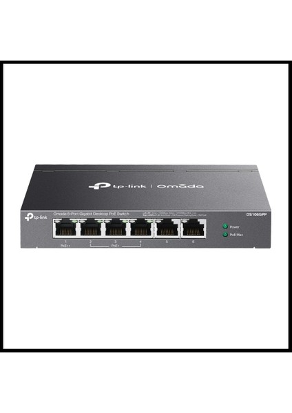 Omada DS106GPP, 6 Port Gigabit, 3 Port Gigabit Poe+, 64W, 1 Port Gigabit Poe++, Yönetilemez, Metal Kasa Masaüstü Sessiz Switch
