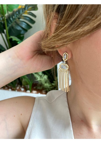 Özel Tasarım Göz Detaylı Çubuk Sallantılı Gold Küpe fiyatları