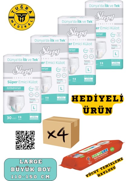 Külotlu Hasta Bezi Medium Beden 120 Adet (4 Paket) Hediyeli