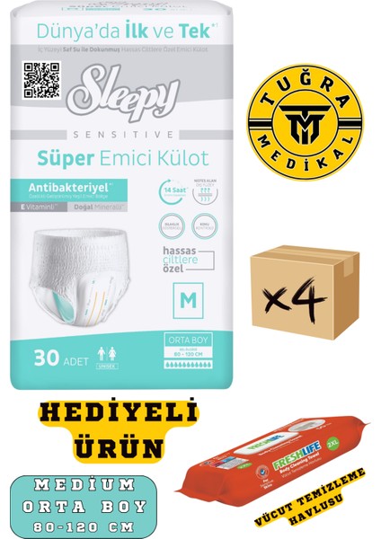 Külotlu Hasta Bezi Medium Beden 120 Adet (4 Paket) Hediyeli fiyatları