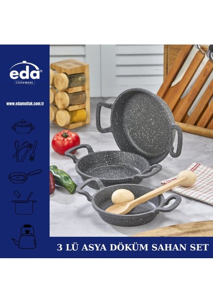 Döküm Sahan Seti 16/18/20, Şık ve Dayanıklı Mutfak Gereci Seçeneği