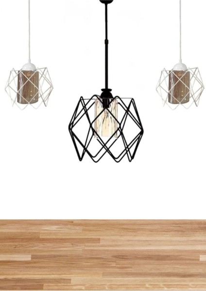 3'lü Beyaz Çok Kare Avize Seti, Şık ve Modern Aydınlatma Seçeneği