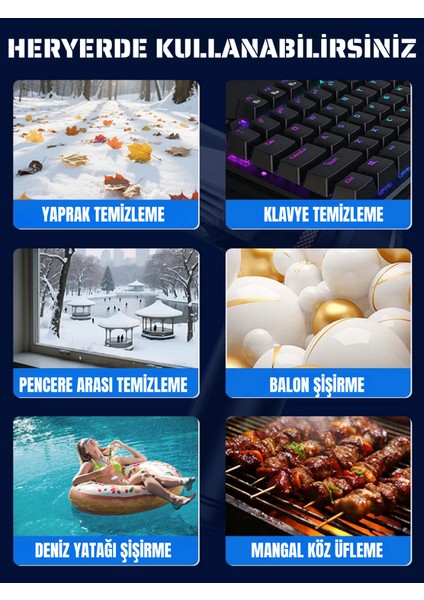 Şarjlı Araç Süpürgesi 16000 Pa Güçlü Emiş Üfleme ve Çekme,9 Başlıklı, Ev ve Araba modelleri